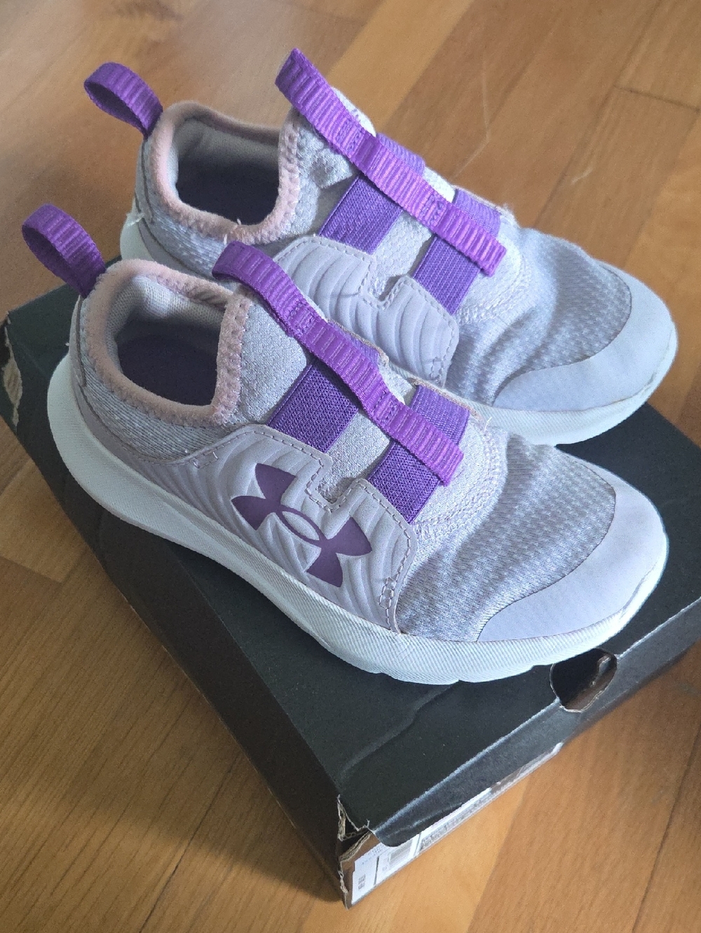 Under Armour Kids Light Purple Slip-On Sneakers with Purple Accents